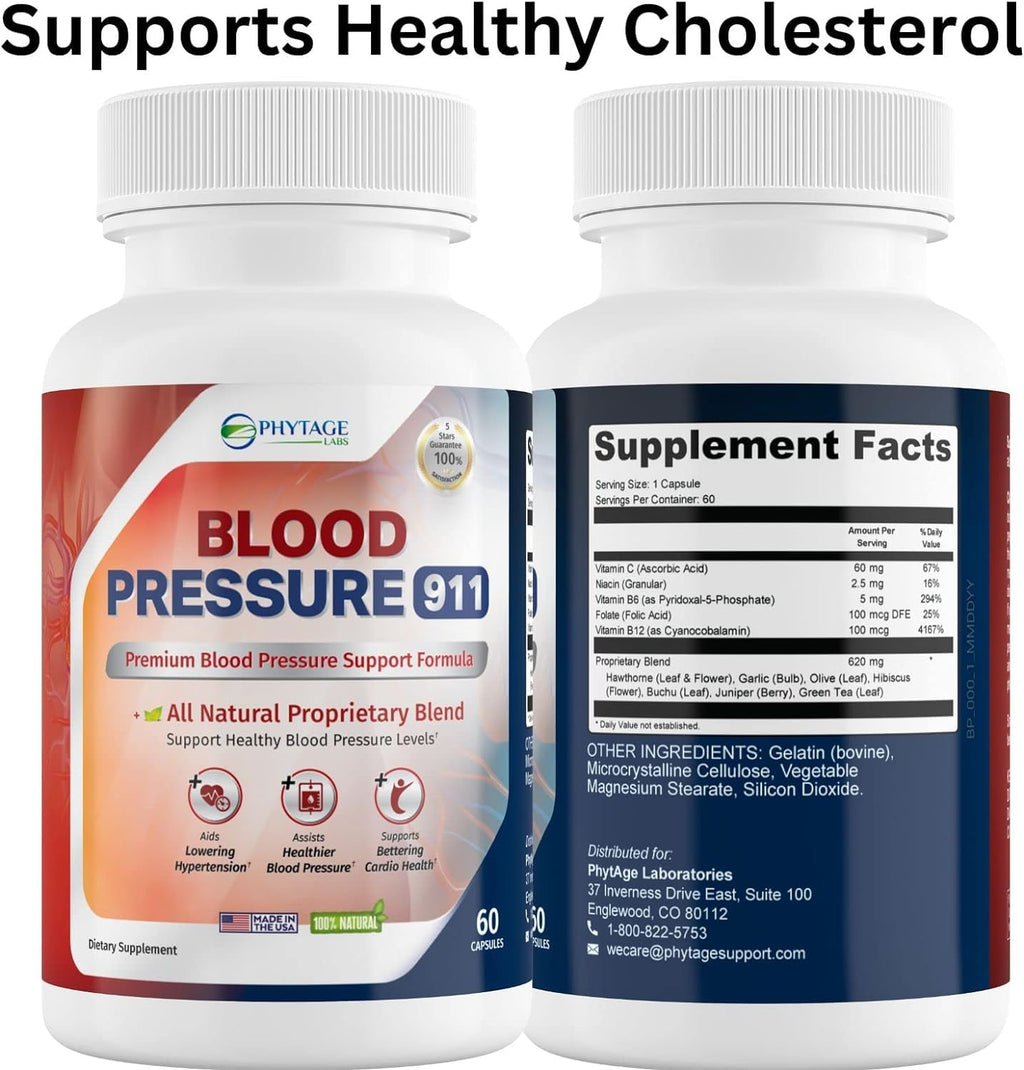 Phytage Labs Blood Pressure 911 Premium Supplement – BP Support Pills, 3-Pack