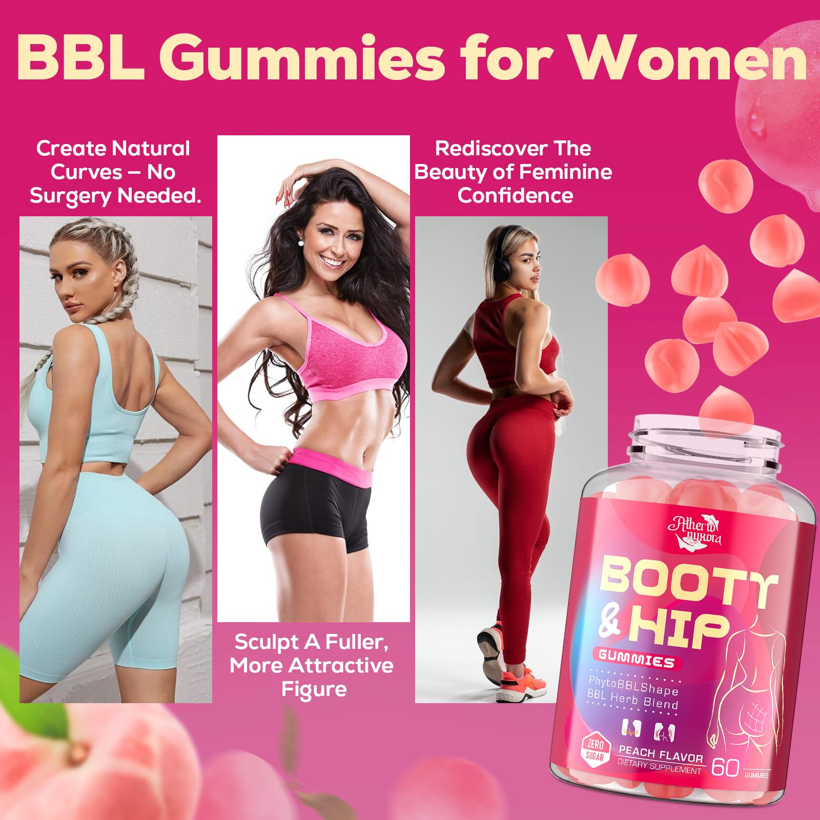 Atherionyxora Booty Gummies for Women – BBL Glow with Collagen & Herbal Blend (120)