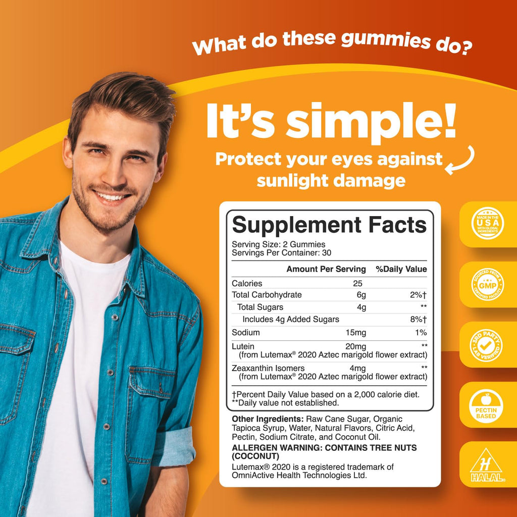 Phytoral Adults Lutein Gummies - Mango Flavor, 60 Count | Eye Health