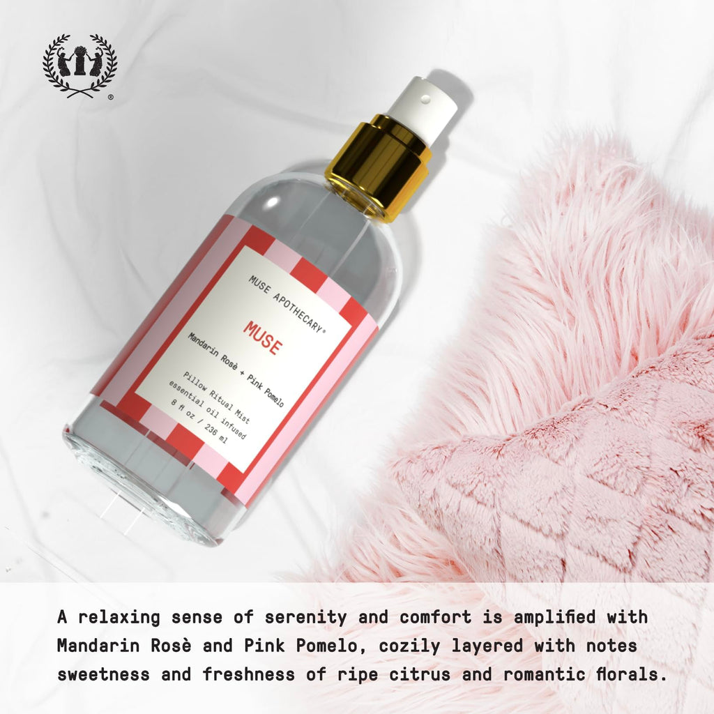 Muse Apothecary Pillow Ritual – Aromatic Pillow Mist, 8 oz, Mandarin Rosé + Pink Pomelo