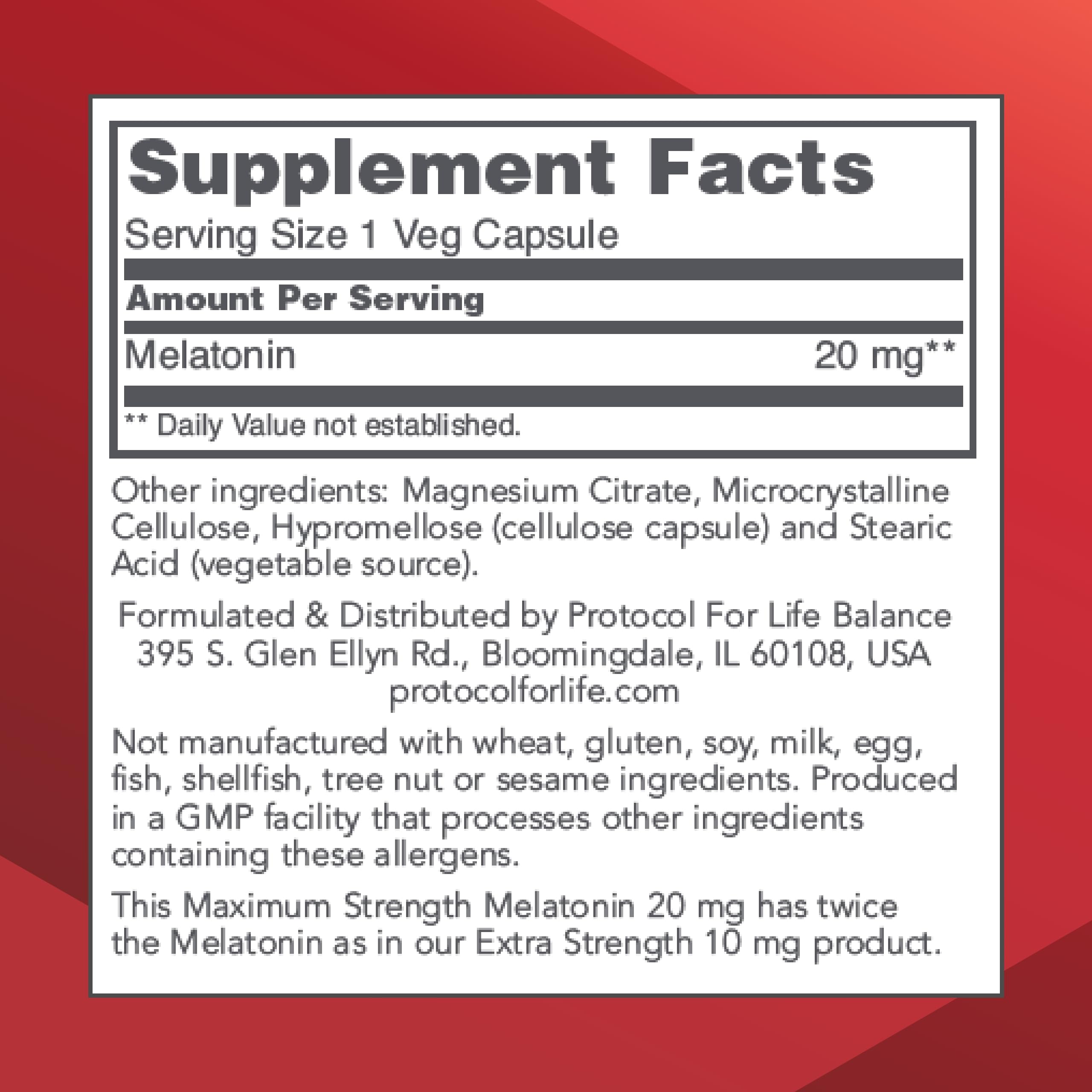 Melatonin Maximum Strength 20 mg – Sleep Support for Adults | 90 Veg Capsules
