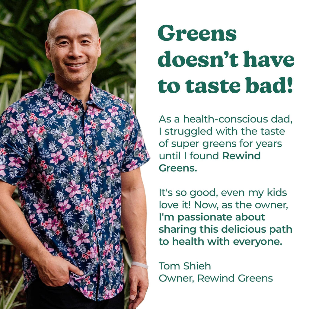 Rewind Best Tasting Super Greens Powder – Pineapple Flavor, 40+ Superfoods, Vitamin B12 & Zinc