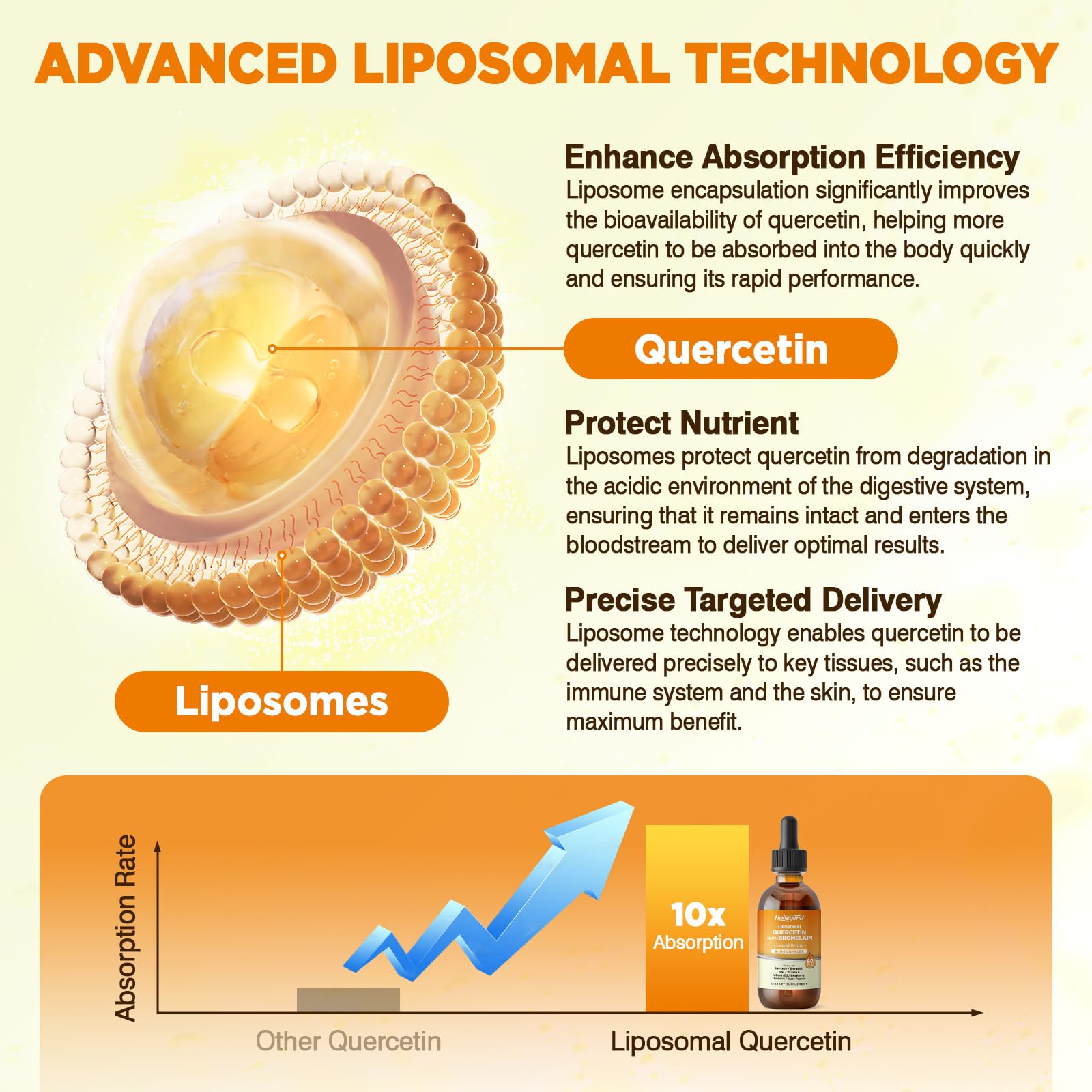 Liposomal Quercetin with Bromelain Liquid Drops – 8-in-1 Organic Immune Support (2 oz)