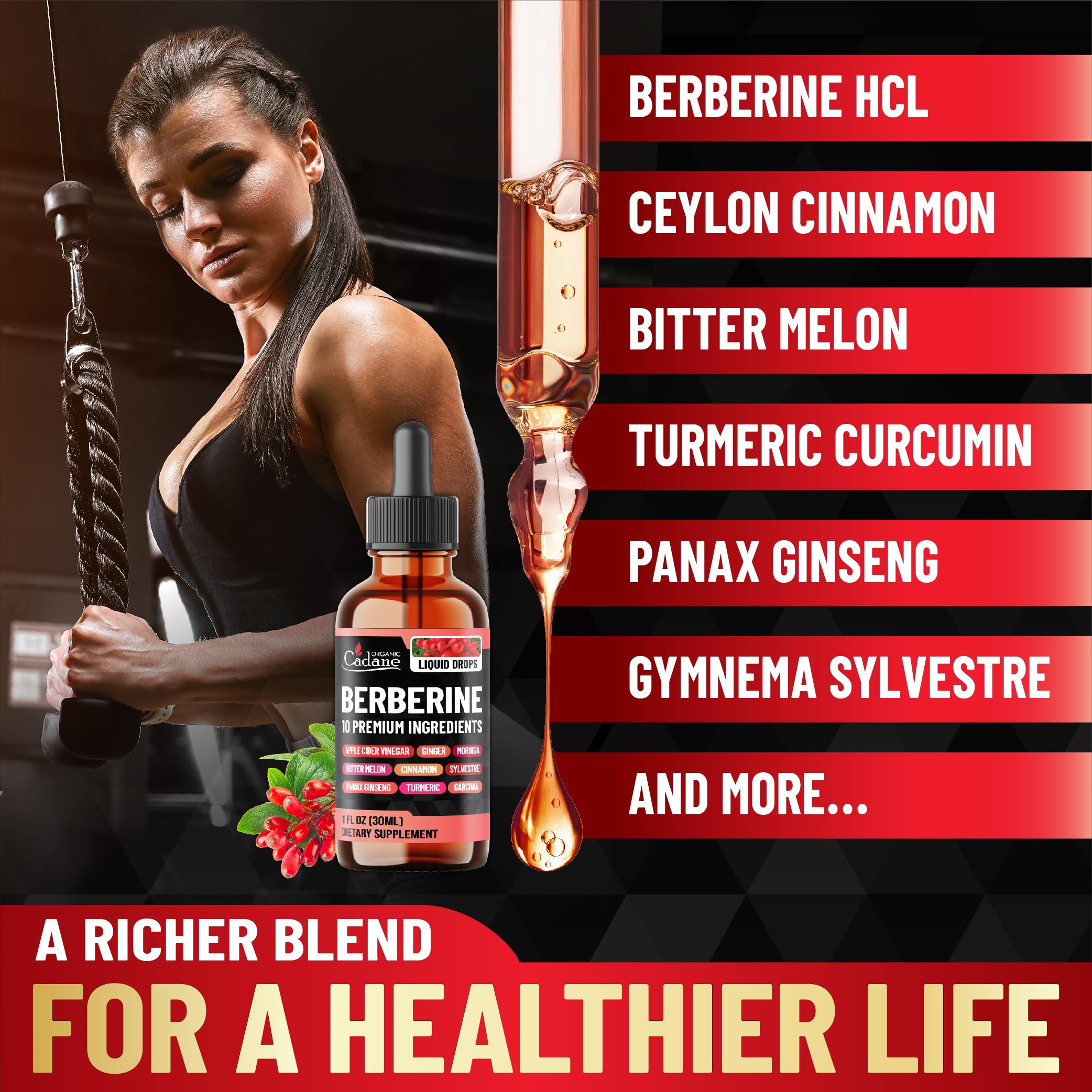 10in1 Berberine Liquid Drops – Heart Health Support | 1 oz, 1 Month
