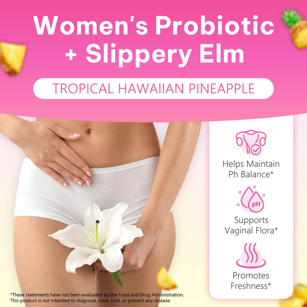 Vaginal Probiotics for Women Gummies - Digestive Health, pH Balance, Immune Support | Pineapple Flavor | Vegan, Gluten-Free | 120 Count