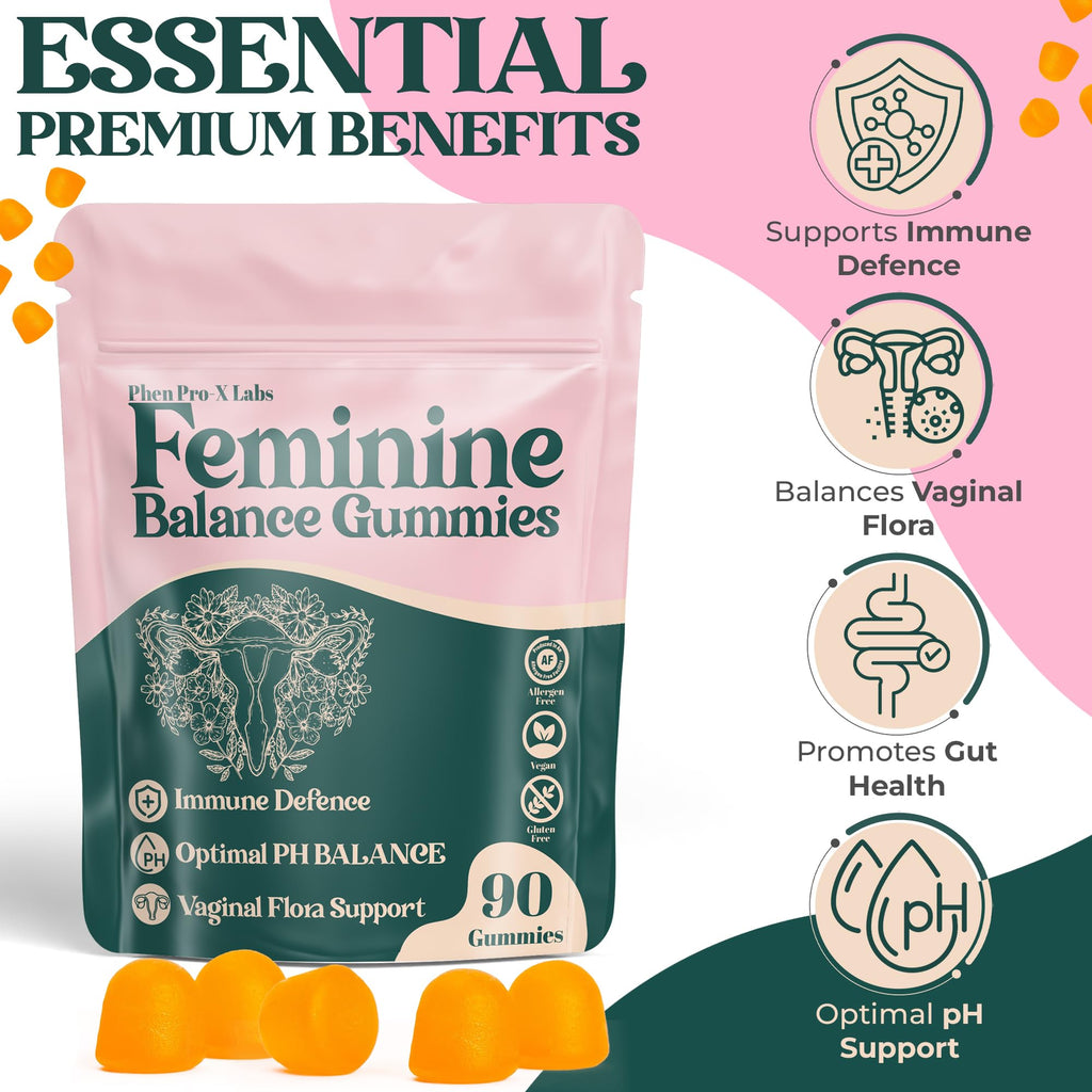 Premium Feminine Balance Gummies for Women – Pineapple pH & 4-in-1 Support | 90 Count (Vegan & Gluten-Free)
