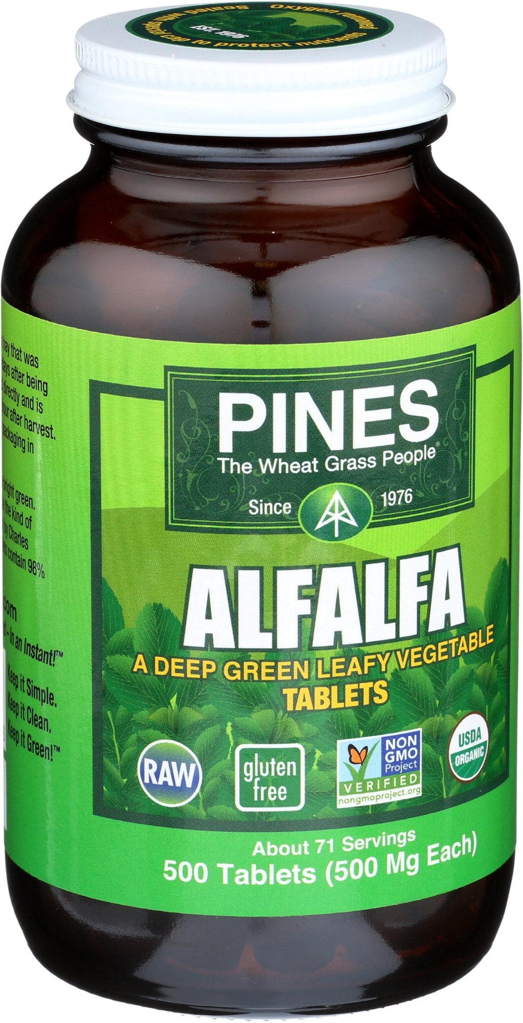 PINES Organic Alfalfa – 500 Count Tablets | Non-GMO, USDA Organic