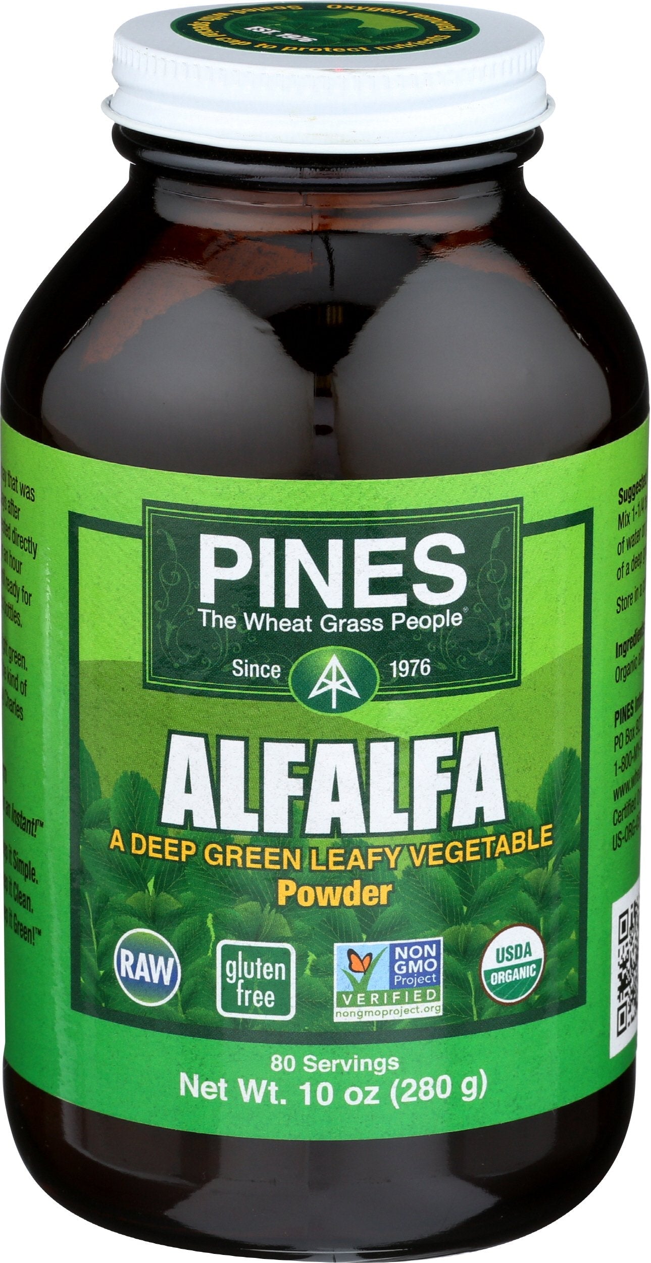 Pines Organic Alfalfa Powder, 10 oz | Alkalizing Nutrition