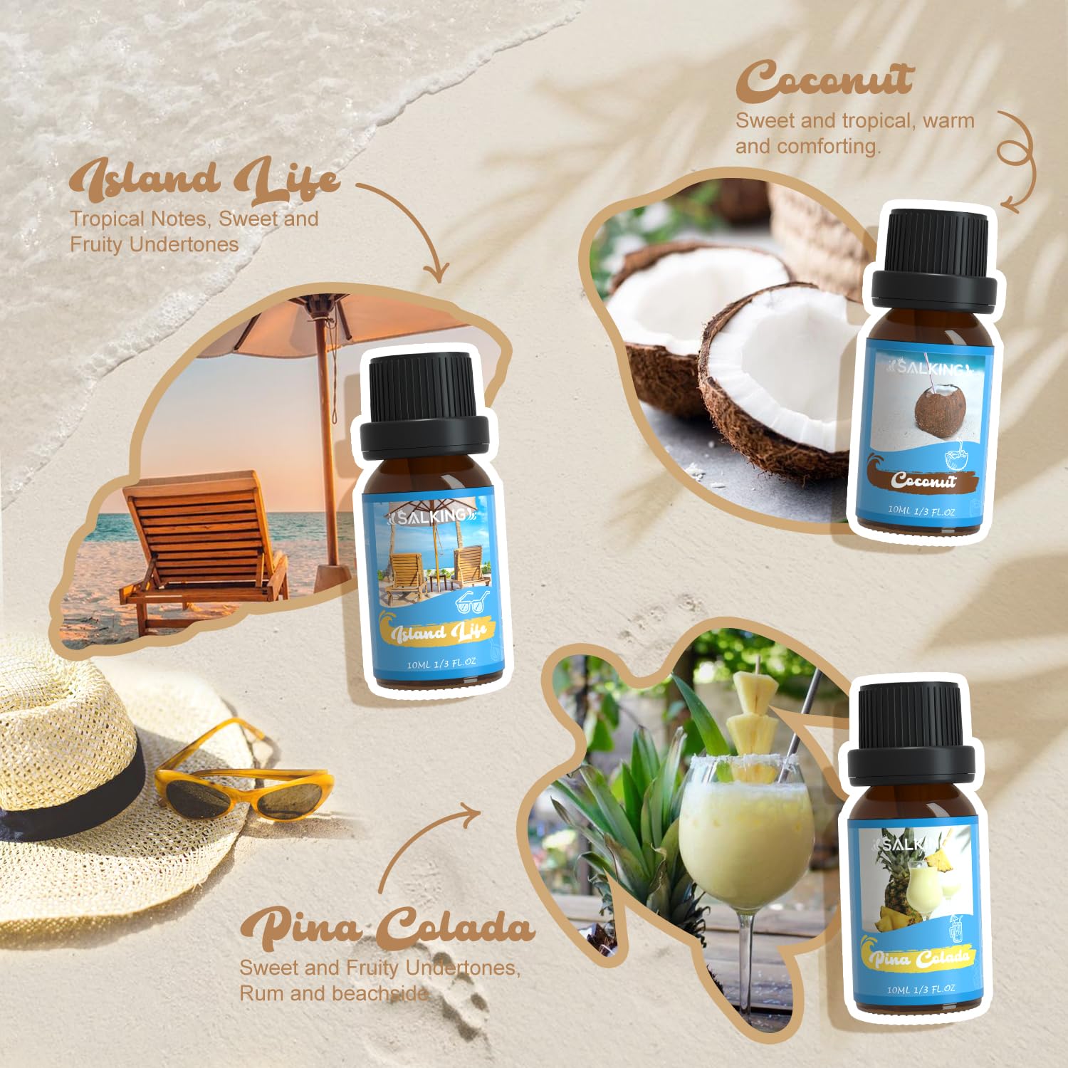 SALKING Surf & Sand Fragrance Oils – Premium Diffuser Gift Set