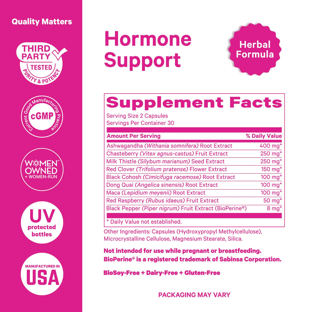 Pink Stork Ashwagandha, Maca Root & Black Cohosh — Perimenopause Hormone Balance Supplement for Women | 60 Capsules