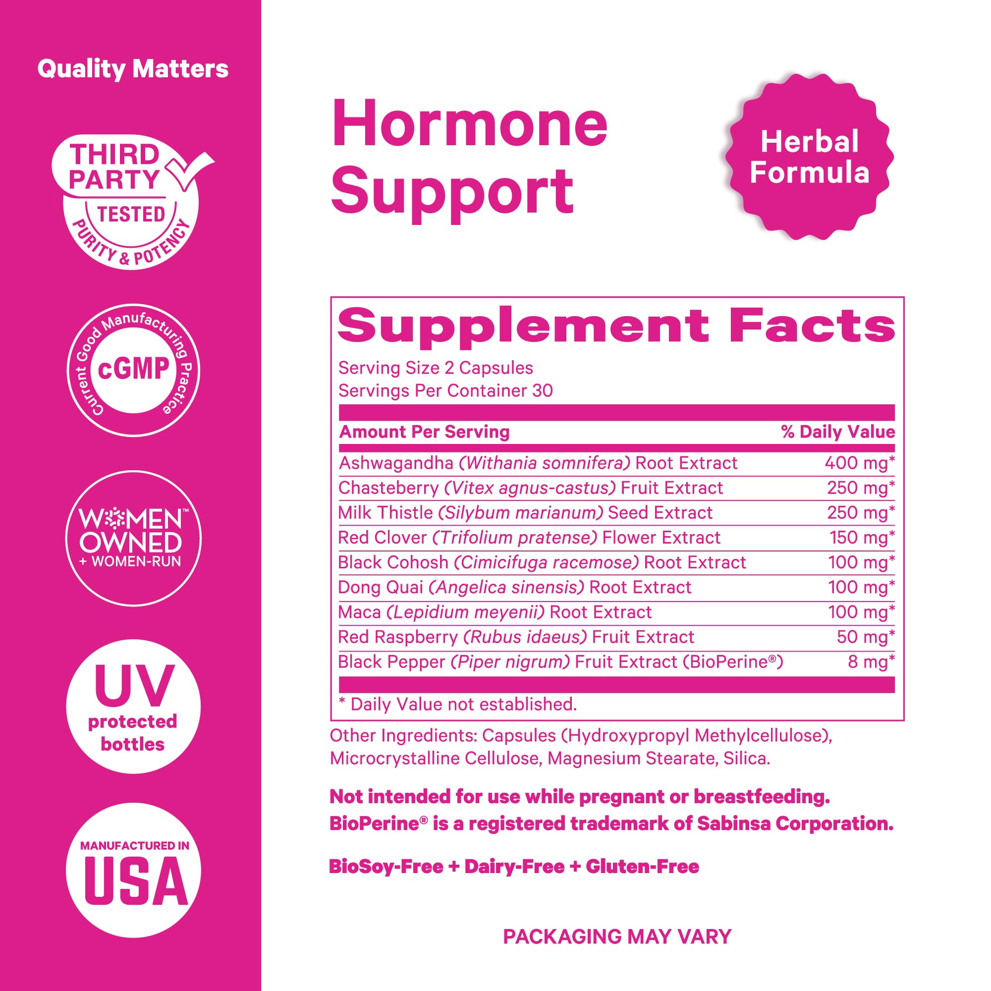 Pink Stork Ashwagandha, Maca Root & Black Cohosh — Perimenopause Hormone Balance Supplement for Women | 60 Capsules