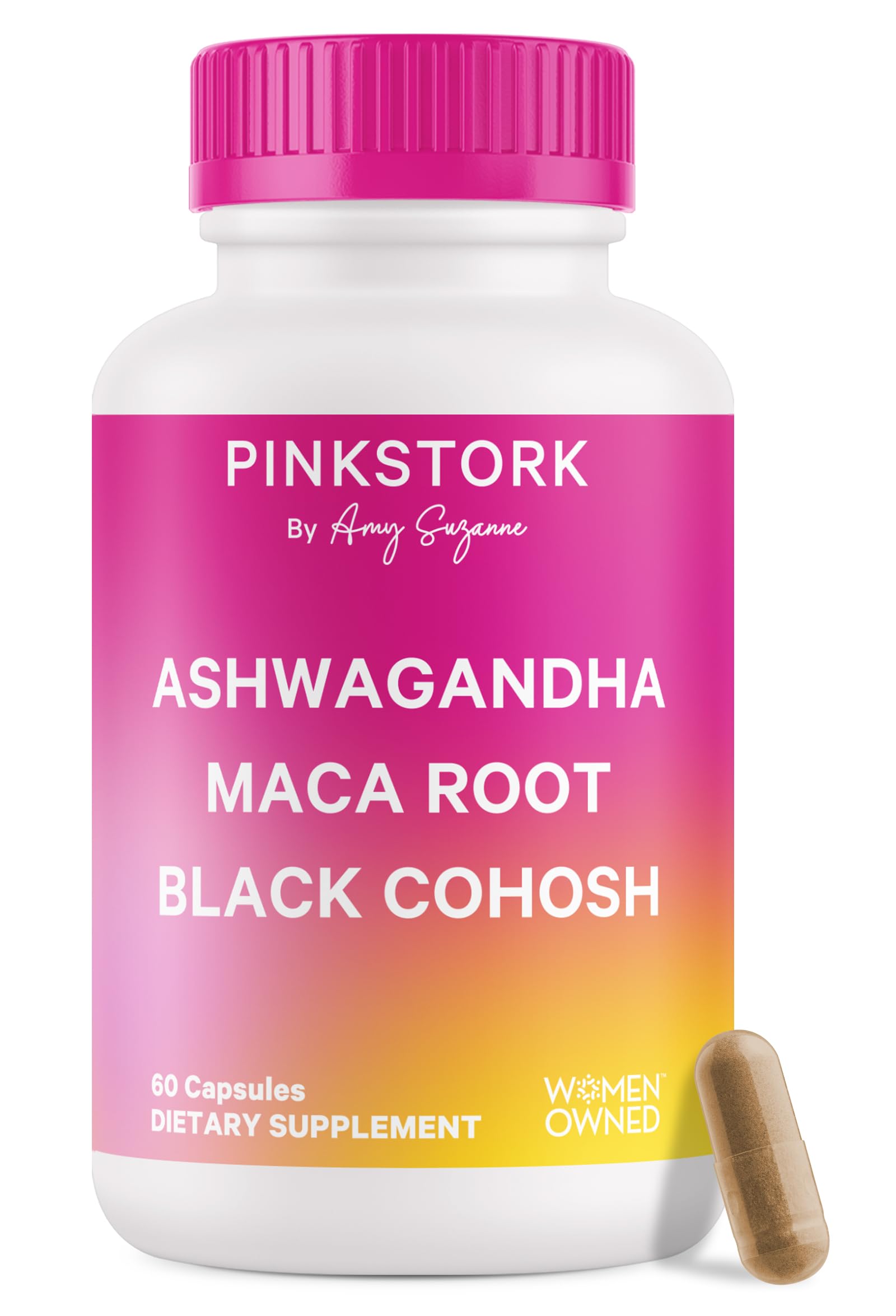 Pink Stork Ashwagandha, Maca Root & Black Cohosh — Perimenopause Hormone Balance Supplement for Women | 60 Capsules