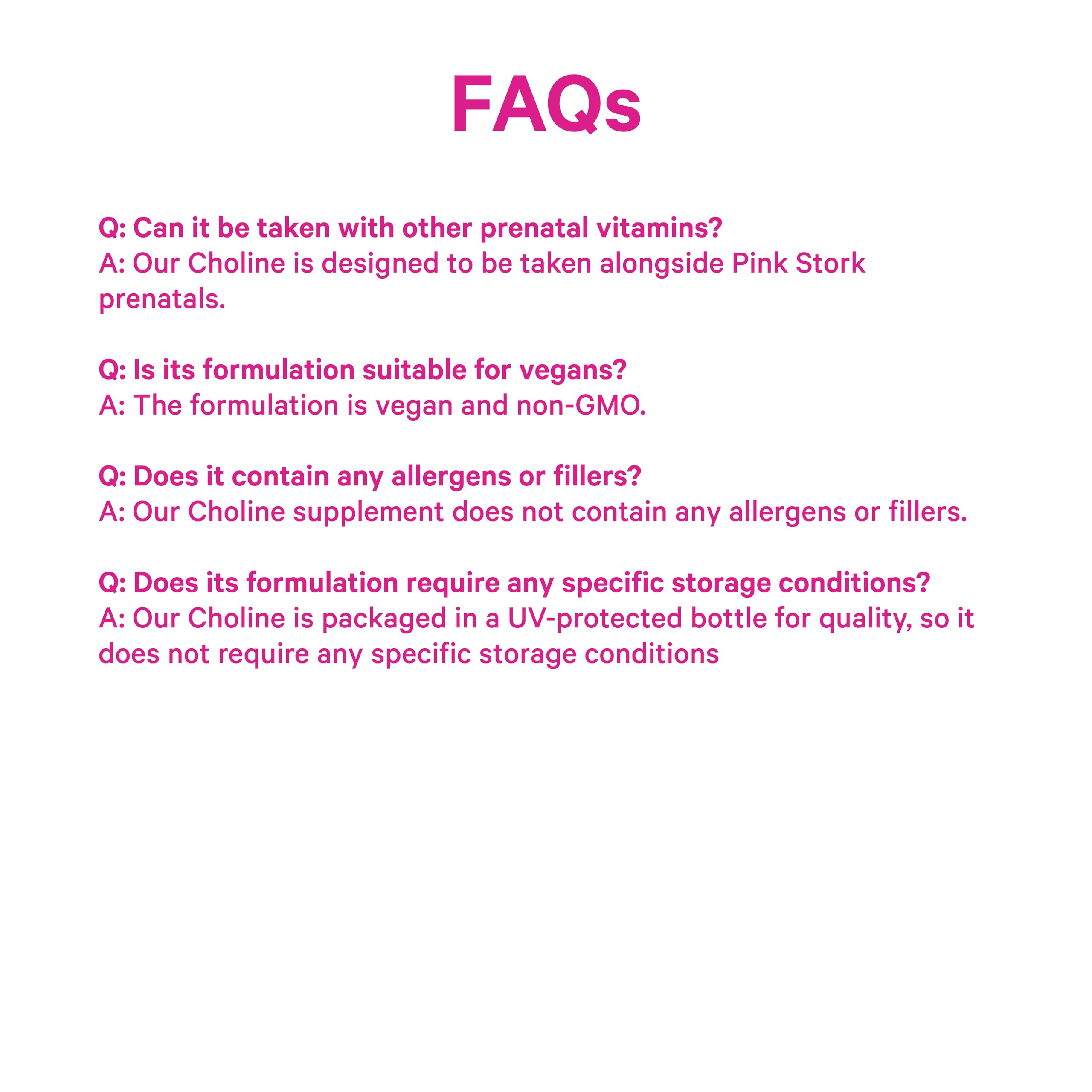 Pink Stork Choline - 550 mg Choline Bitartrate for Pregnancy & Postpartum | 30 Count