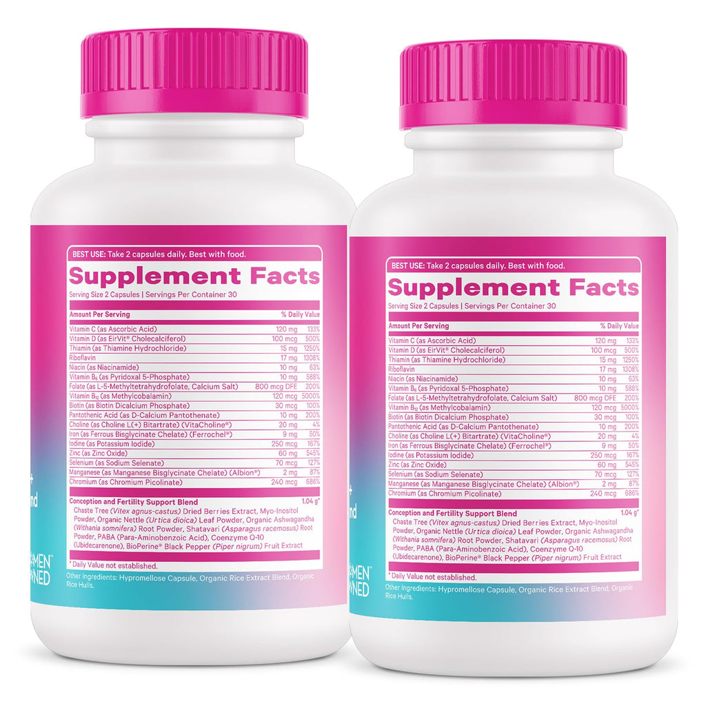Pink Stork Fertility Supplements for Women — Prenatal Multivitamin for Ovulation & Hormone Balance (120 Capsules)