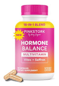 Pink Stork Hormone Balance Supplement for Women | 18-in-1 Multivitamin with Vitex, Saffron, Ashwagandha, Magnesium | Mood, Energy, Cortisol, Adrenal Support | PMS, Perimenopause Support | 60 Capsules