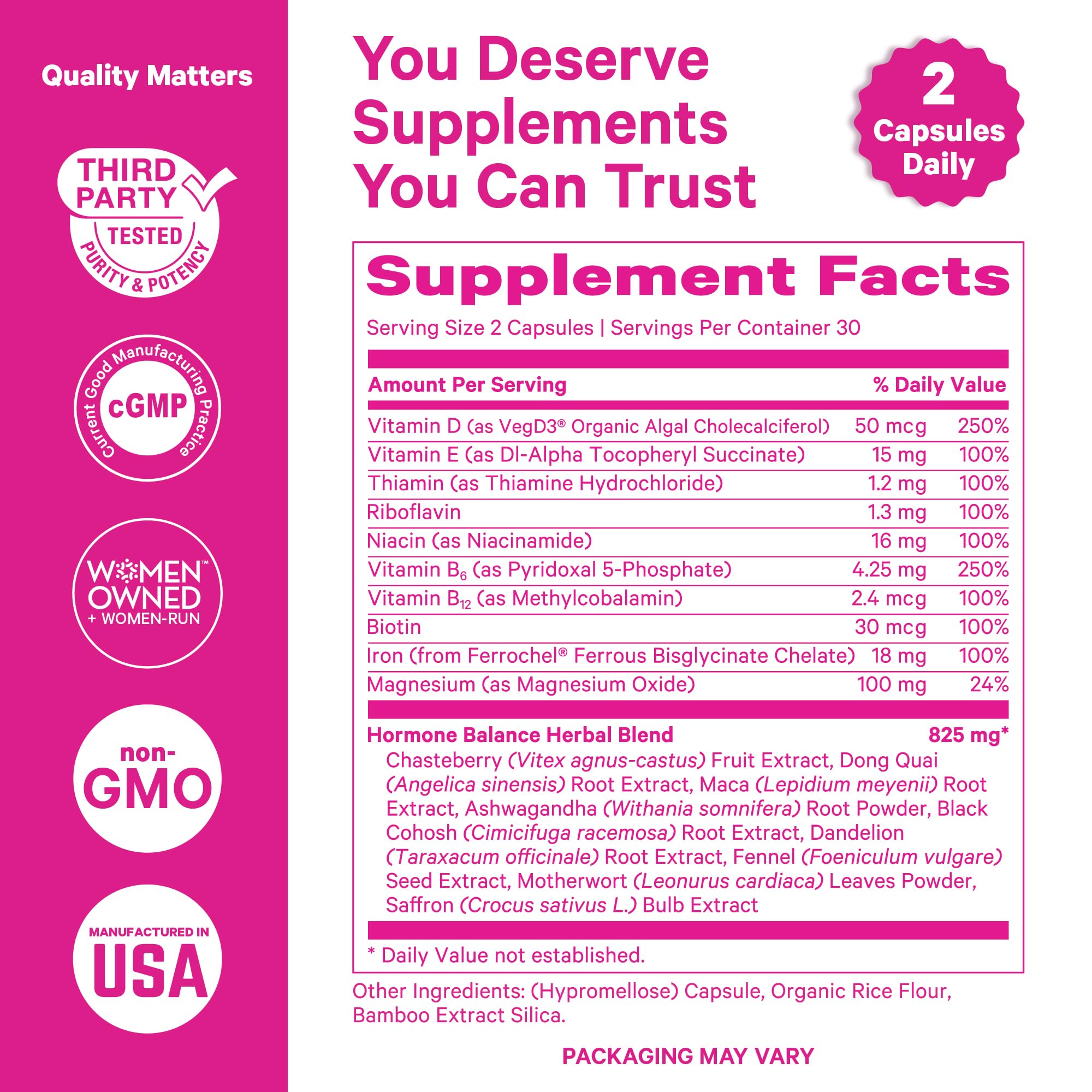 Pink Stork Hormone Balance Supplement for Women | 18-in-1 Multivitamin with Vitex, Saffron, Ashwagandha, Magnesium | Mood, Energy, Cortisol, Adrenal Support | PMS, Perimenopause Support | 60 Capsules