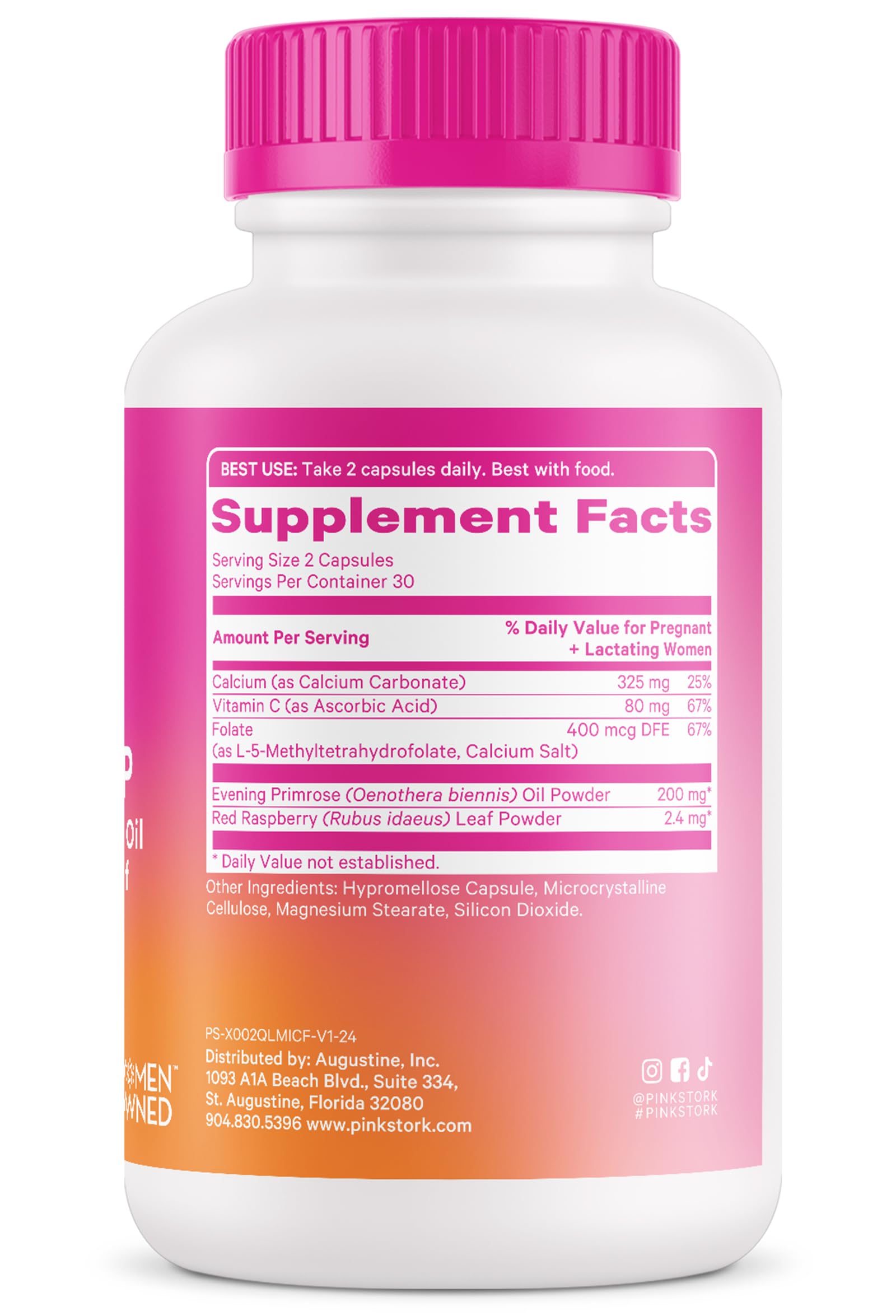 Pink Stork Labor Prep: Evening Primrose + Raspberry Leaf, Veg Capsules