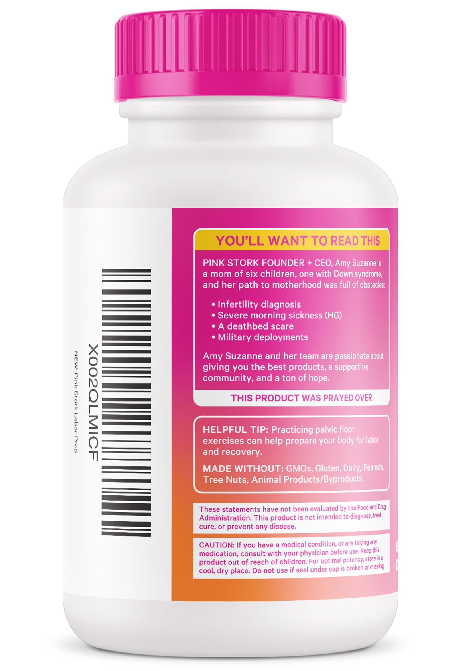 Pink Stork Labor Prep: Evening Primrose + Raspberry Leaf, Veg Capsules