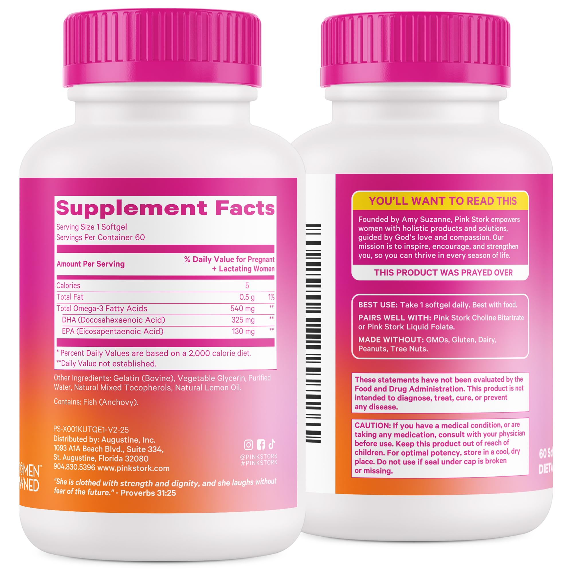 Pink Stork Omega-3 DHA 540 mg - Prenatal & Postpartum DHA/EPA (60 Softgels)
