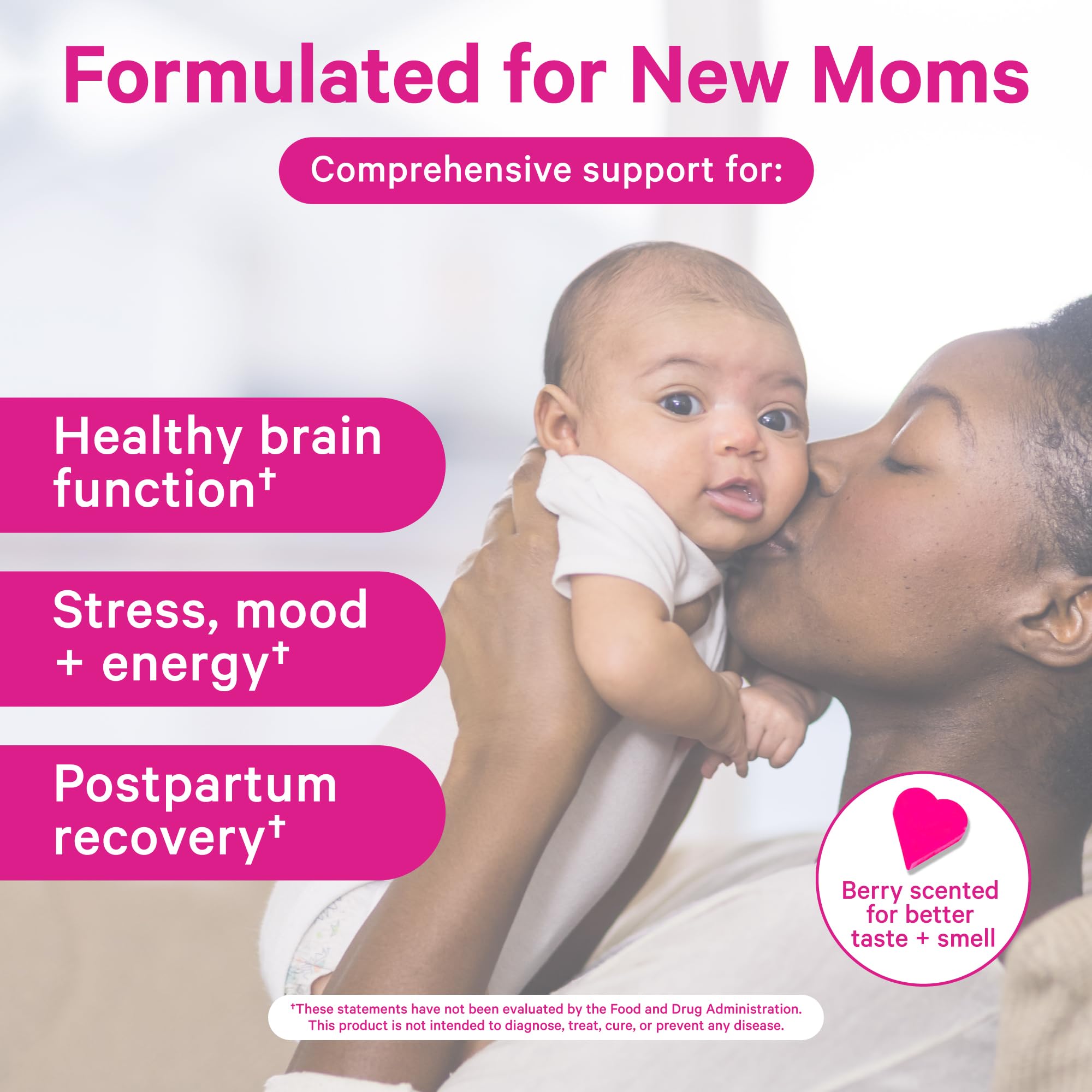 Pink Stork Total Postnatal Vitamins – Vegan DHA, Iron, Folate & B12 | 1 Month Supply