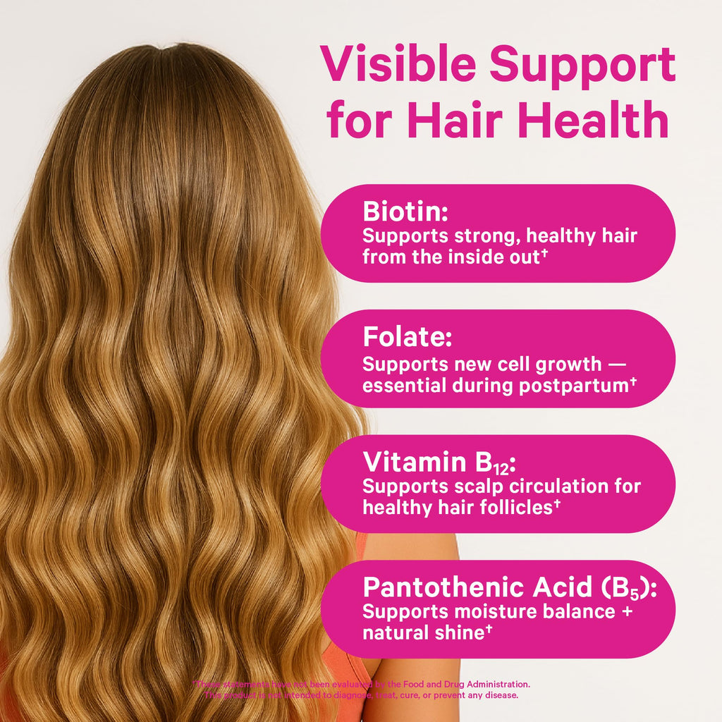 Pink Stork Postpartum Hair Loss Gummies – Biotin, Pantothenic Acid, Vitamin E