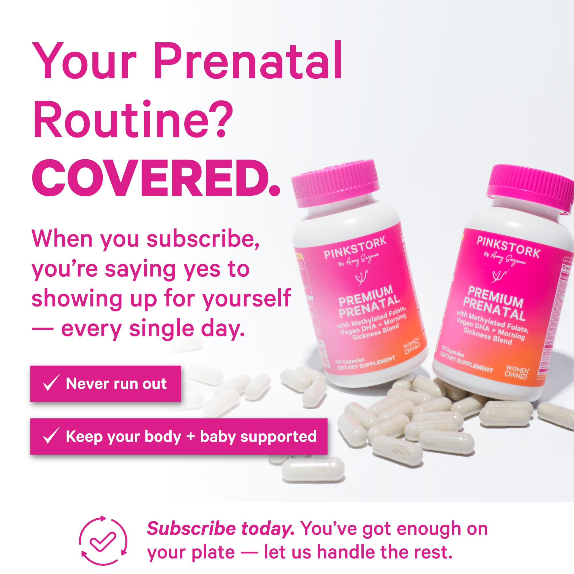 Pink Stork Premium Prenatal Vitamins – Organic Whole-Food Blend with Methylated Folate, Choline & Vegan DHA