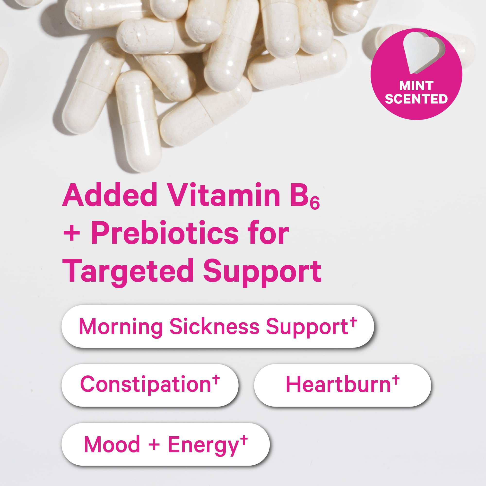 Pink Stork Prenatal Probiotic for Women - 50B CFUs, B6, Mint - 30 Caps