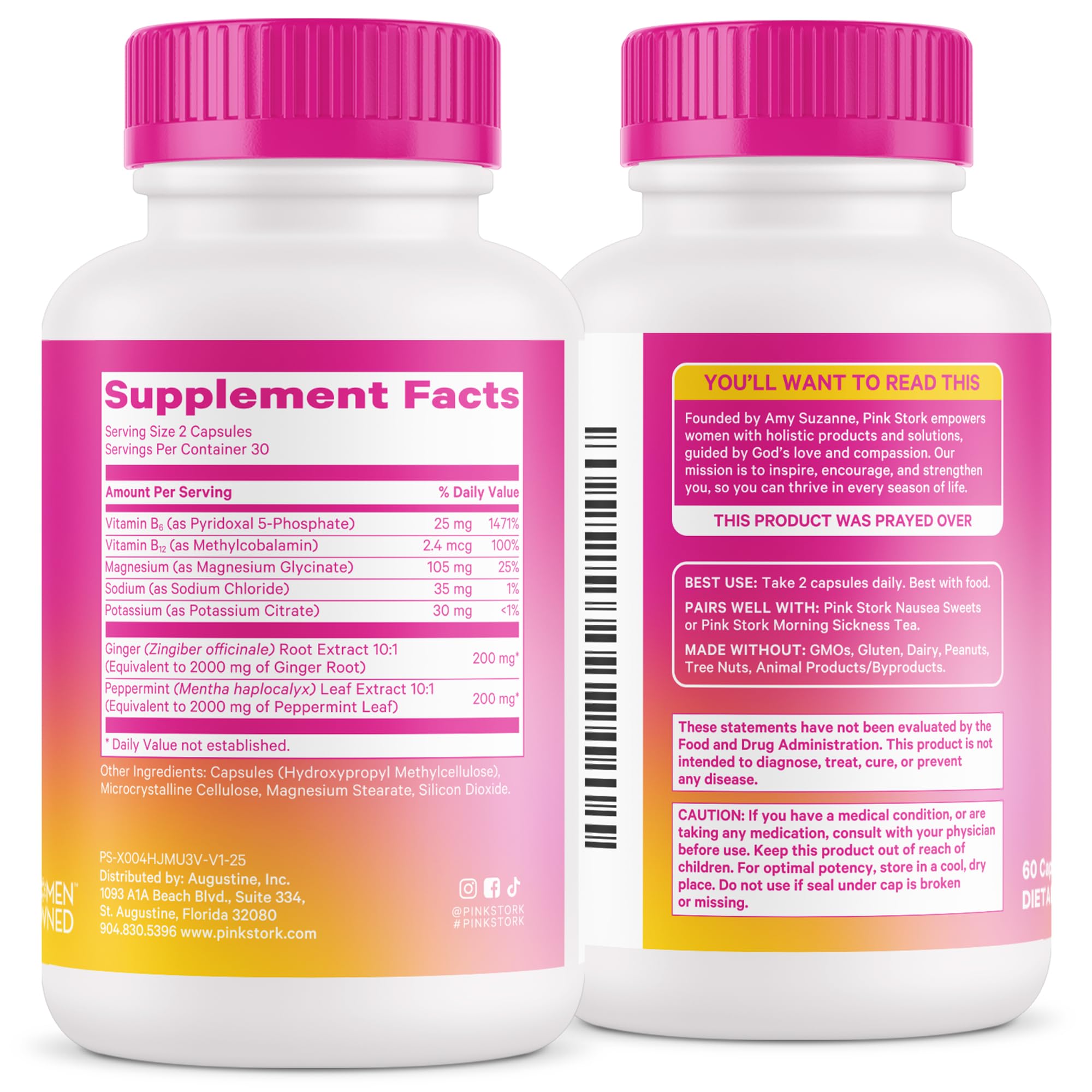 Pink Stork Vitamin B6, Ginger & Electrolyte Capsule – GLP1 Support & Gentle Digestive Balance