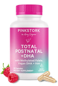 Pink Stork Total Postnatal Vitamins – Vegan DHA, Iron, Folate & B12 | 1 Month Supply
