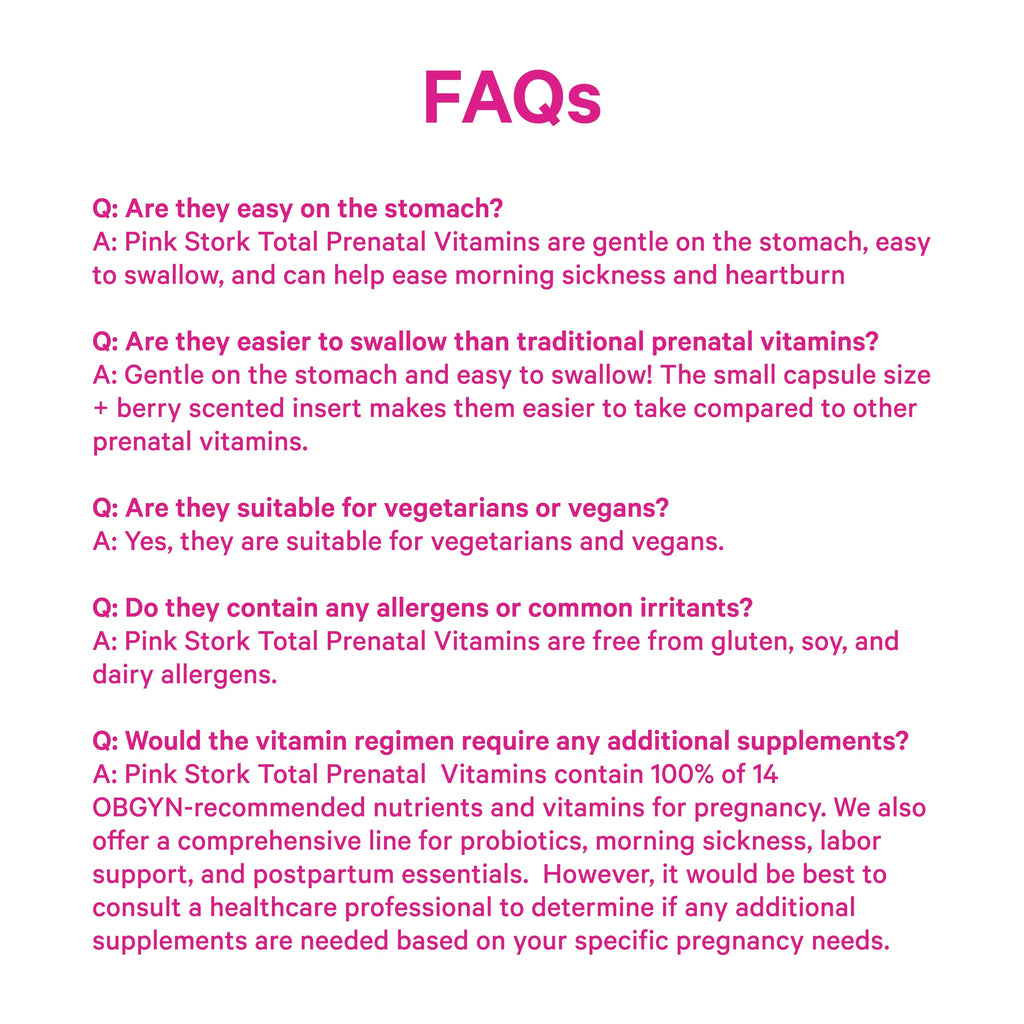 Pink Stork Total Prenatal Vitamins with DHA – Berry Essence, 60 Capsules