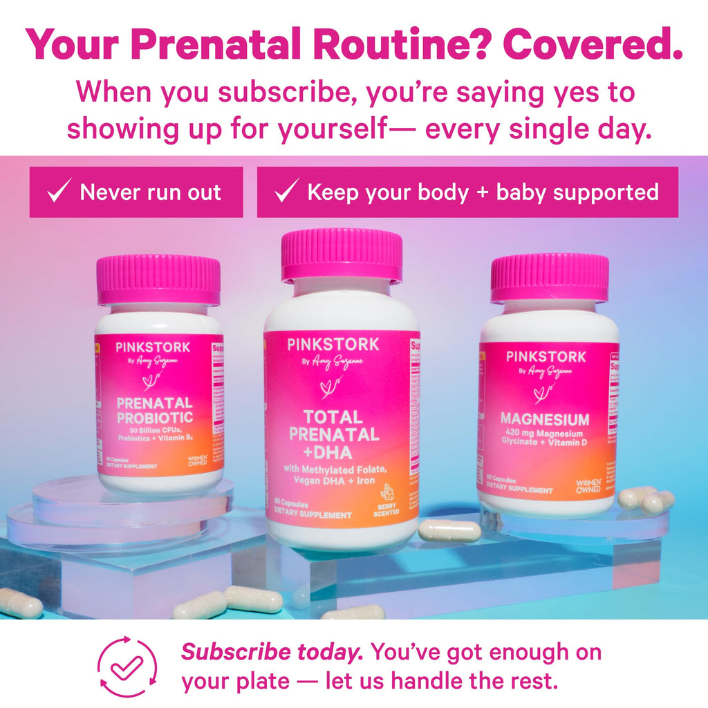 Pink Stork Total Prenatal Vitamins with DHA – Berry Essence, 60 Capsules