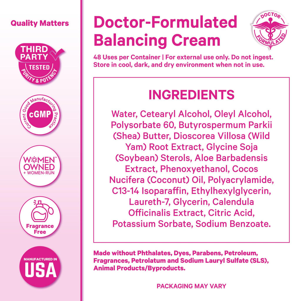 Pink Stork Wild Yam Cream for Hormone Balance | Doctor-Formulated, Unscented 4 oz