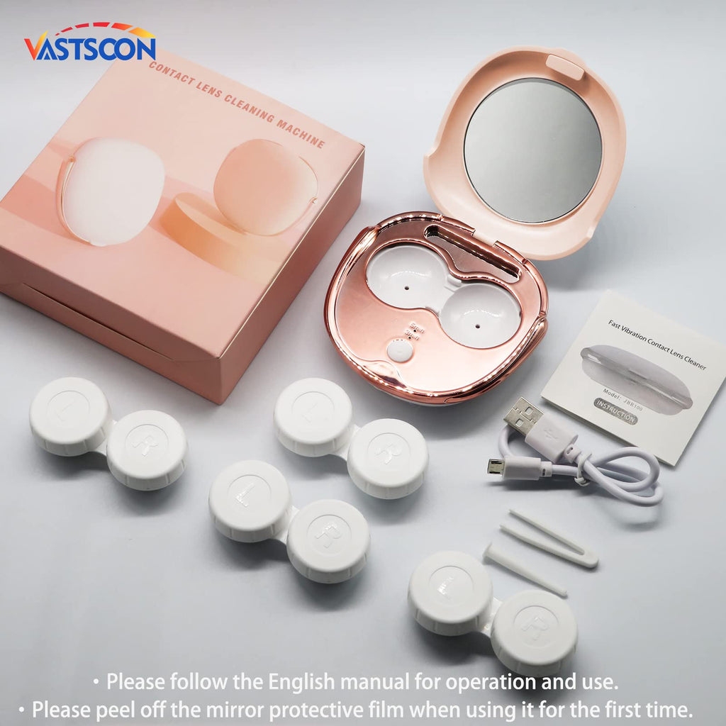 Pink Ultrasonic Contact Lens Cleaner – Portable USB Rechargeable Case Kit