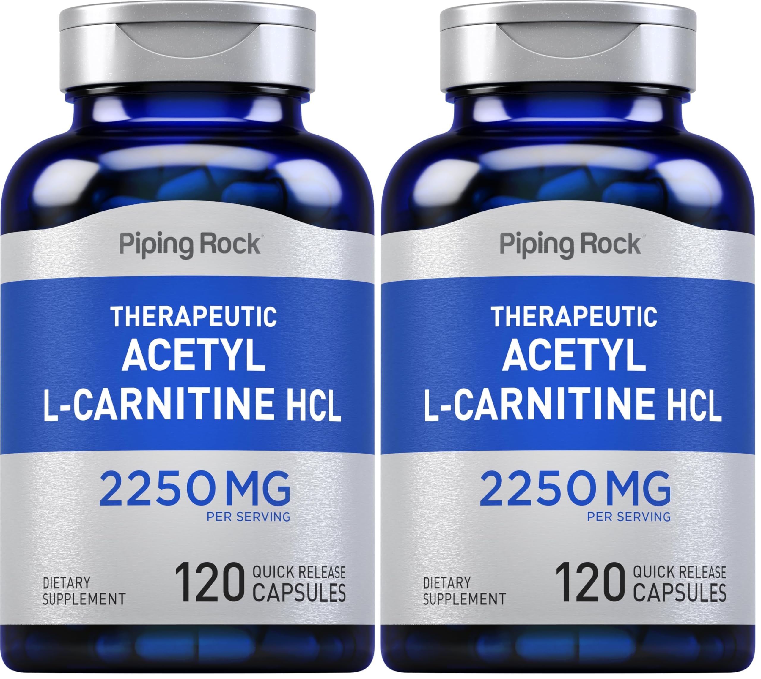 Piping Rock Acetyl L-Carnitine HCL 2250mg – 120 Capsules – Non-GMO, Gluten Free – Pack of 2