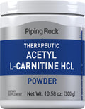Piping Rock Acetyl L-Carnitine Powder 300g - ALCAR HCl, Non-GMO, Gluten Free