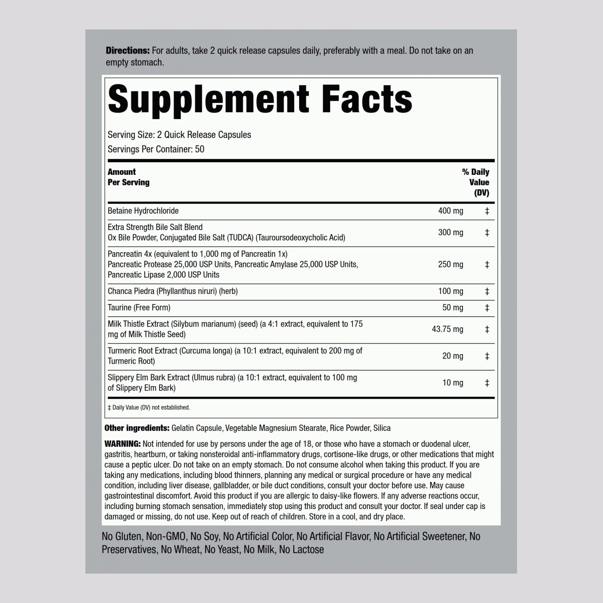 Piping Rock Gallbladder Supplement – 100 Capsules | Digestive Enzyme Formula (Pack of 2) | Non-GMO & Gluten Free