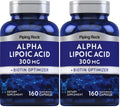 Piping Rock Alpha Lipoic Acid 300mg | 160 Caps | Pack of 2 | Non-GMO