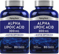 Piping Rock Alpha Lipoic Acid 300mg – 80 Capsules | Biotin Optimizer | Non-GMO & Gluten Free | Pack of 2