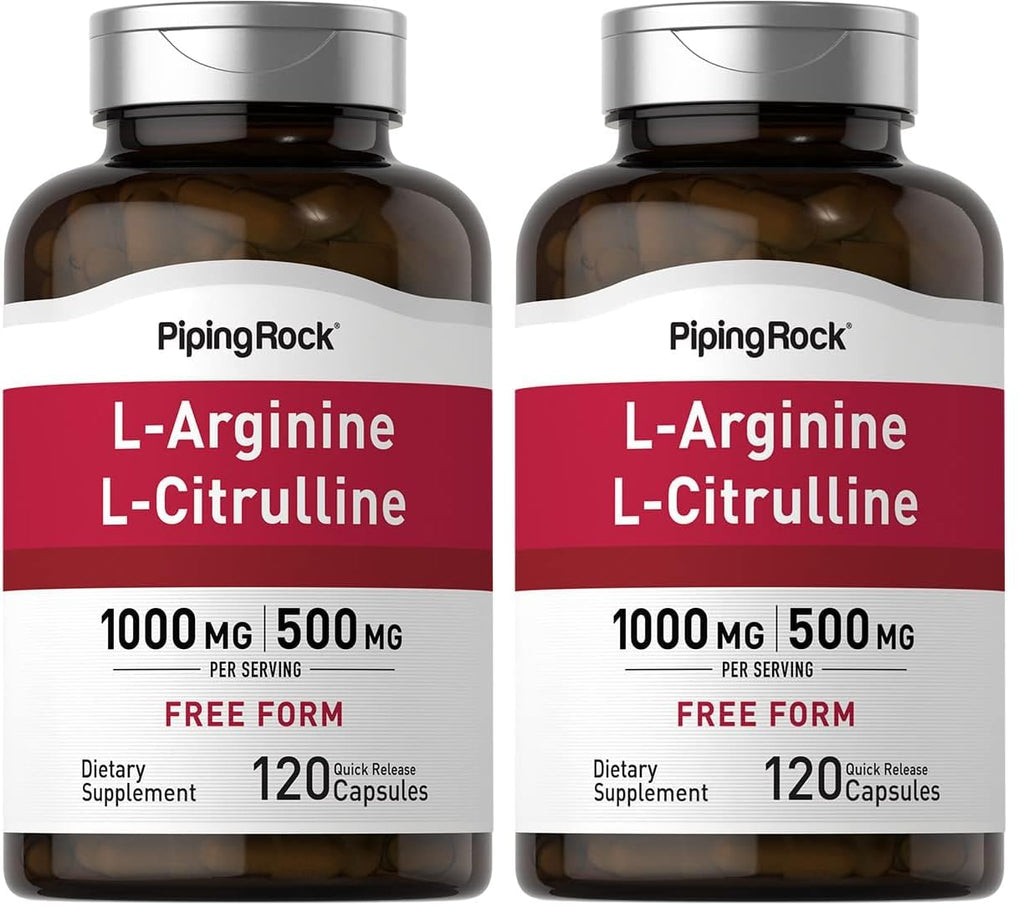 Piping Rock L-Arginine L-Citrulline 1500 mg - 120 Capsules Pack of 2
