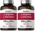 Piping Rock L-Arginine L-Citrulline 1500 mg - 120 Capsules Pack of 2