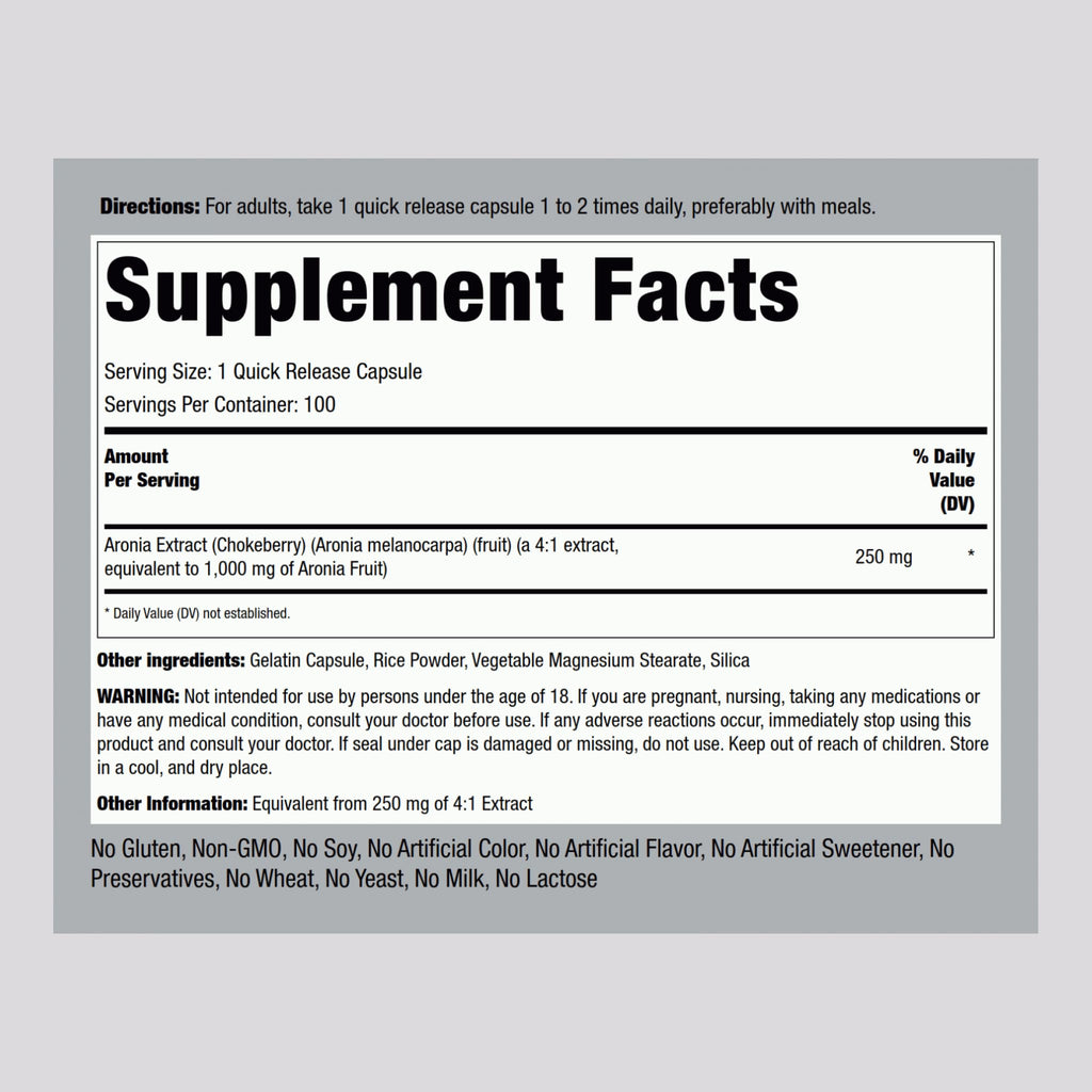 Piping Rock Aronia Berry Capsules 1000mg – 100 Pills | Non-GMO, Gluten Free