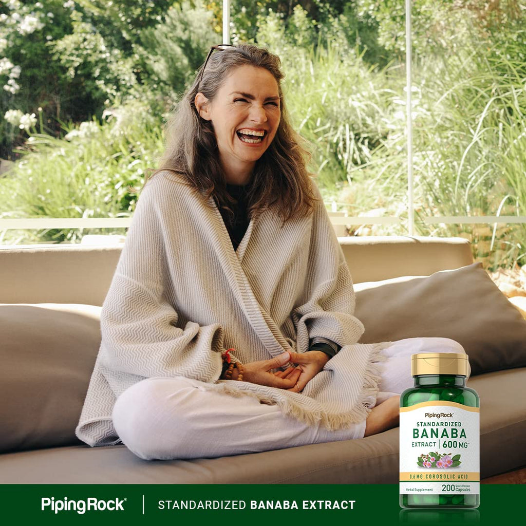 Piping Rock Banaba Leaf Extract Capsules – 600 mg, 200 Count | Corosolic Acid Standardized | Non-GMO & Gluten Free (Pack of 2)