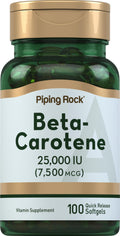 Piping Rock Beta Carotene 25,000 IU Softgels – 100 Count | Non-GMO, Gluten Free
