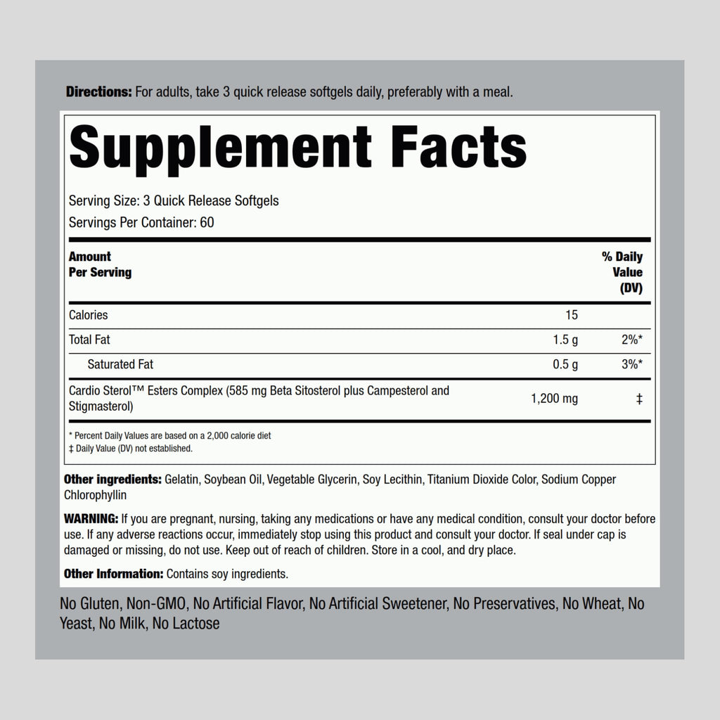 Piping Rock Beta Sitosterol for Men – 1200 mg, 180 Softgels | Plant Sterols Complex, Non-GMO, Gluten Free (Pack of 2)