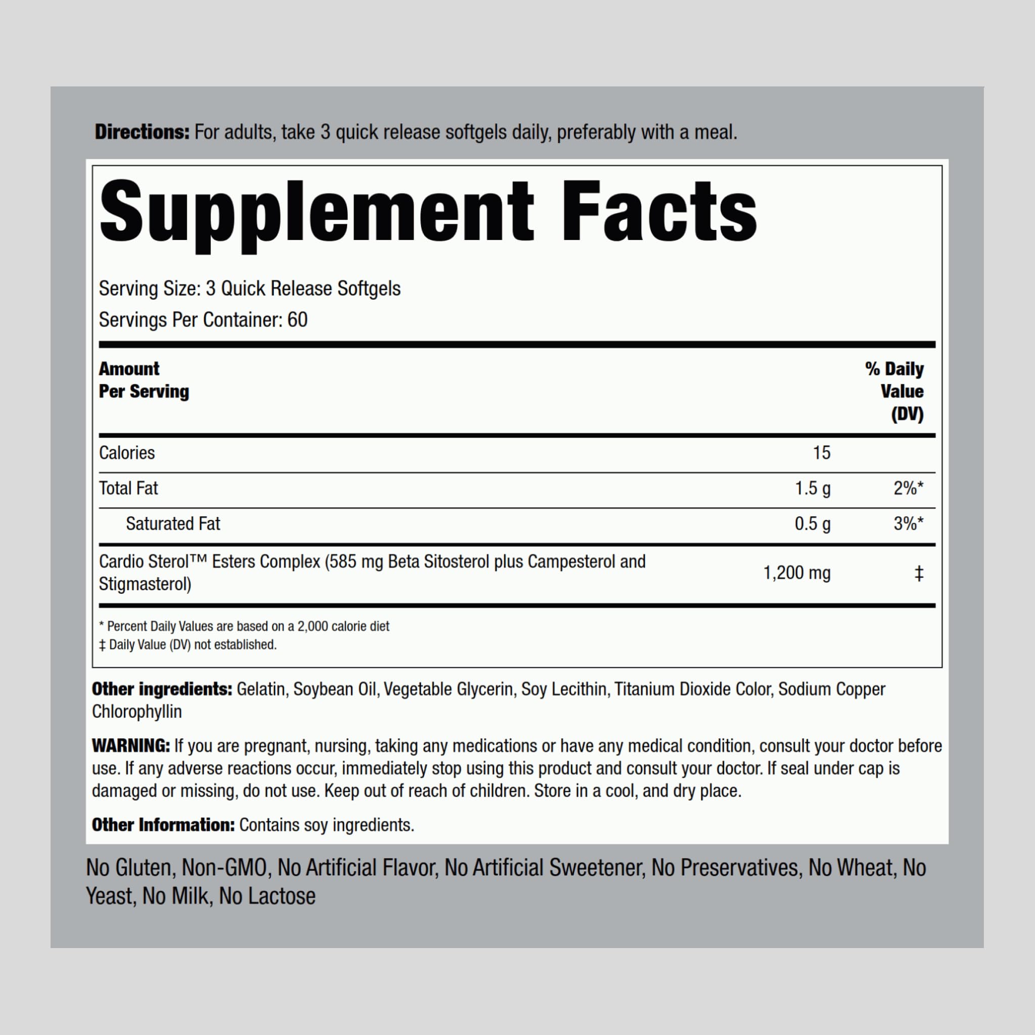 Piping Rock Beta Sitosterol for Men – 1200 mg, 180 Softgels | Plant Sterols Complex, Non-GMO, Gluten Free (Pack of 2)