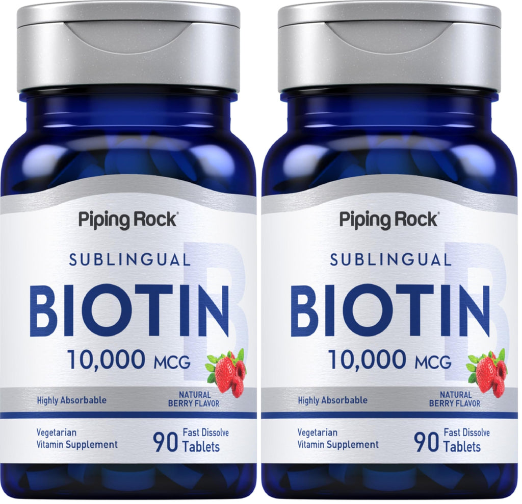 Piping Rock Biotin 10000mcg Fast Dissolve Berry Flavor (90 Count) Pack of 2 | Vegetarian, Non-GMO, Gluten Free