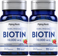 Piping Rock Biotin 10000mcg Fast Dissolve Berry Flavor (90 Count) Pack of 2 | Vegetarian, Non-GMO, Gluten Free