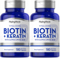 Piping Rock Biotin 5000mcg Supplement – 180 Capsules – Keratin & Alpha Lipoic Acid – Non-GMO, Gluten Free (Pack of 2)
