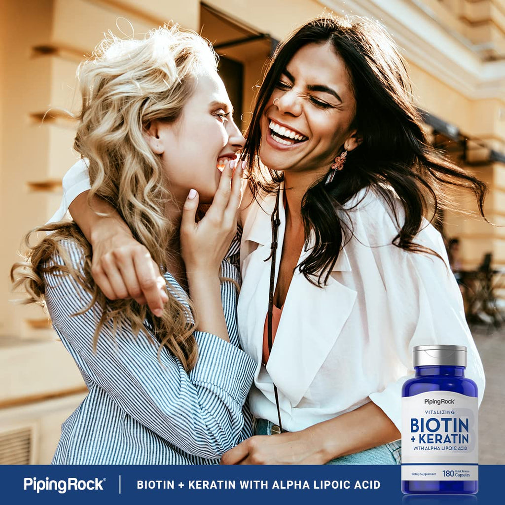 Piping Rock Biotin 5000mcg Supplement – 180 Capsules – Keratin & Alpha Lipoic Acid – Non-GMO, Gluten Free (Pack of 2)