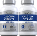Piping Rock Calcium Citrate with Vitamin D3 - 630 mg, 220 Caplets (Pack of 2) | Vegetarian, Non-GMO, Gluten Free
